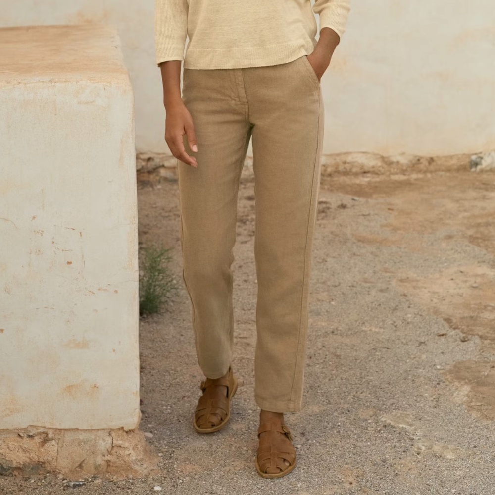 NWT Poetry Fashion Slim Leg Jeans in Dark Sand in Heavy Linen